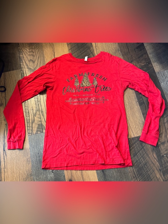 Tops - Never Worn Women's Red Long Sleeve Christmas Trees Graphic Tee
